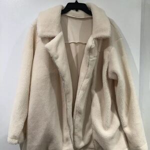 GYK white full zipper sweater in ivory size L.